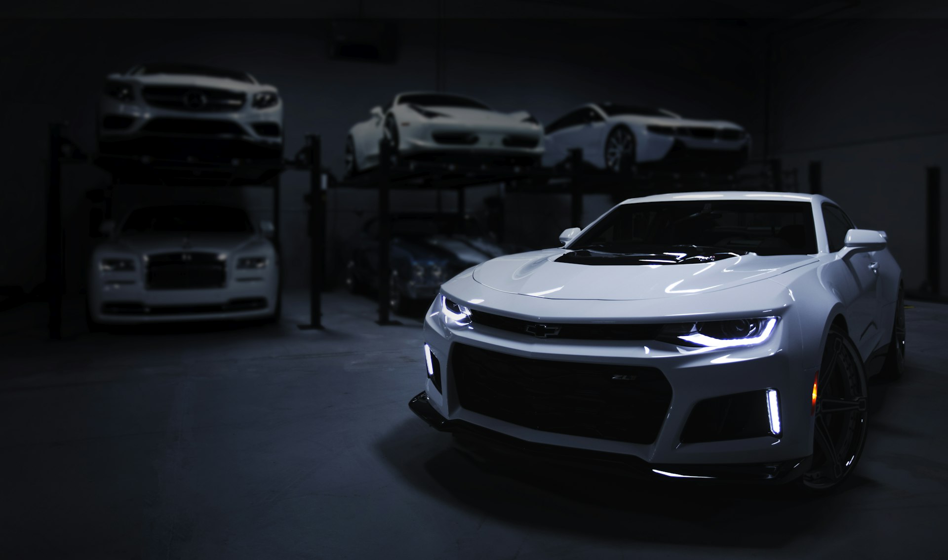 Used performance cars in a private garage